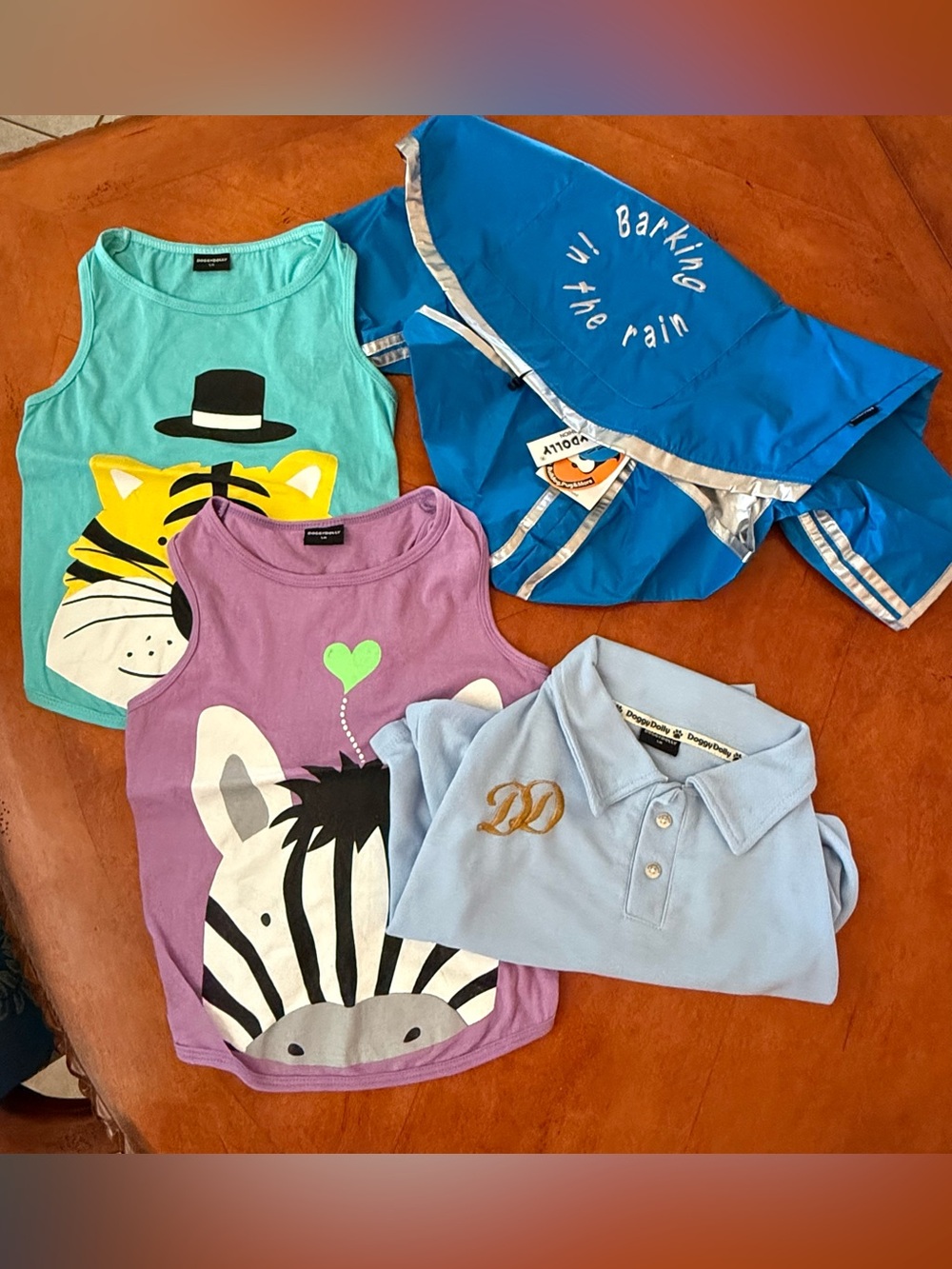 DoggyDolly Clothing Bundle - 3 Shirts + Rain Jacket (Size LM)